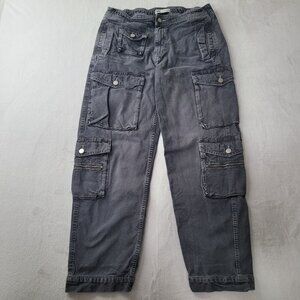 Zara Men's Gray Washed Cargo Pants Cotton Casual Style Size L